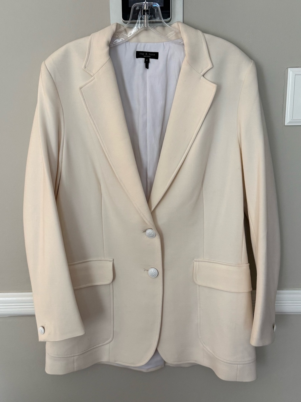 NWOT Rag & Bone Cream Single-Breasted Blazer Jacket - Sz 4